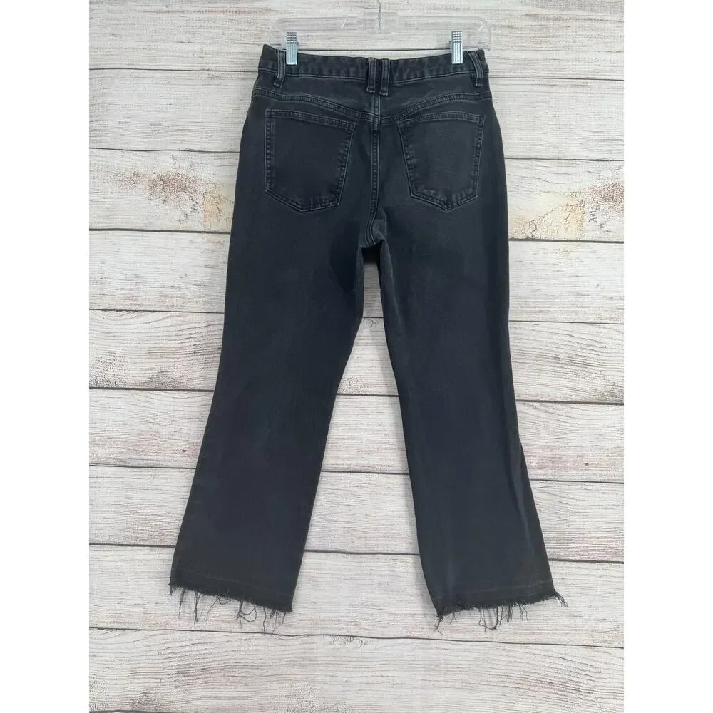 We the Free People Button Fly Straight Leg Raw Hem Jeans Womens‎ 29 Black